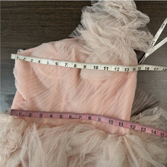 NEW $998 Mac Duggal [ 2 ] Corset One Shoulder Glitter Tulle Gown Light Pink Q754 - Picture 4 of 15
